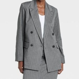 Target Gray Pinstripe Double-Breasted Blazer